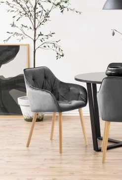 Armstoel Lynn - Donkergrijs/eik -Collectie Woonkamermeubels 90700D2F 81C0 46E2 8BE8 17288C4E0B8B f7ad