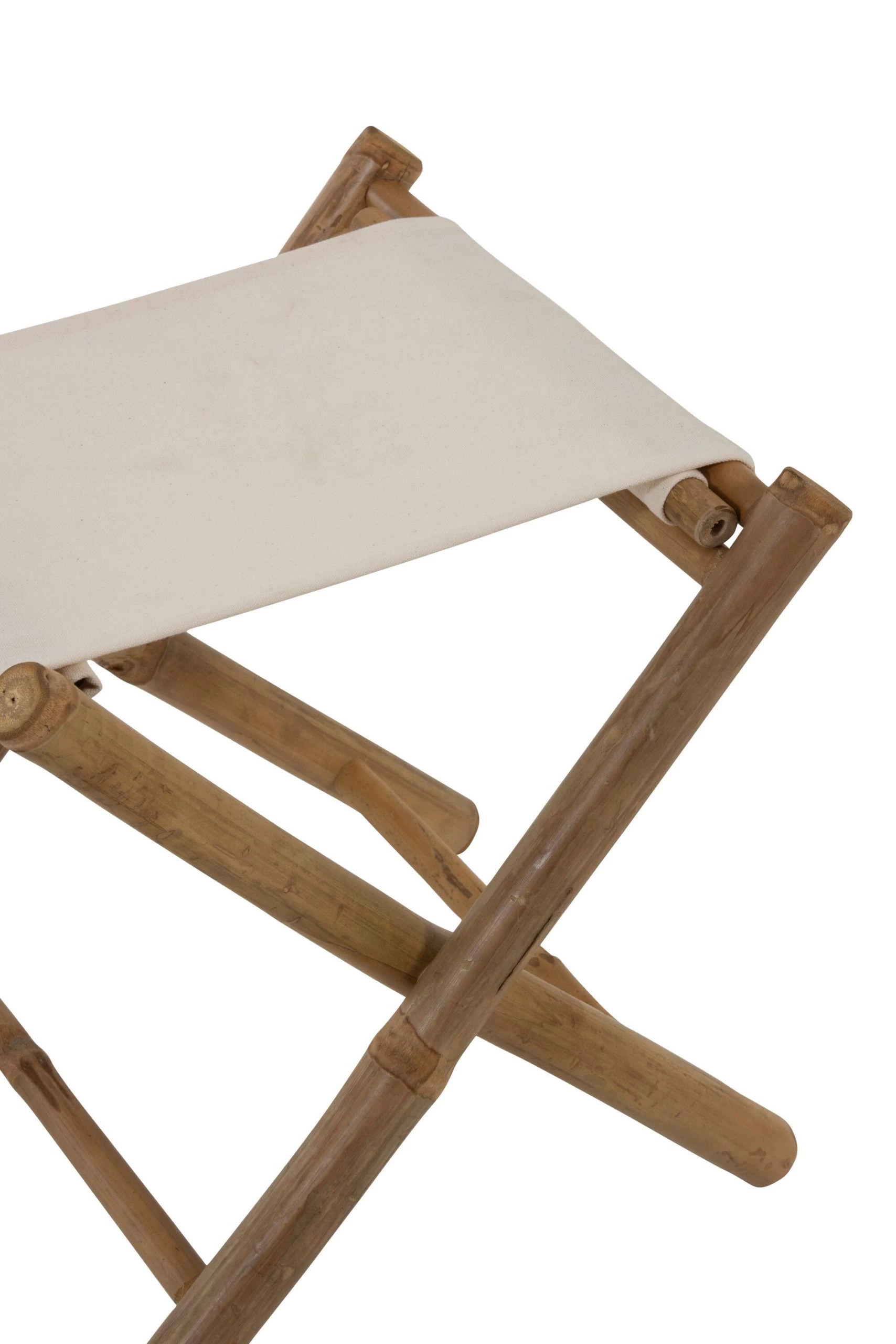 Stoelje Plooibaar Bamboe+textiel Naturel/wit 2 Stoelje Plooibaar Bamboe+textiel Naturel/wit - Afbeelding 2