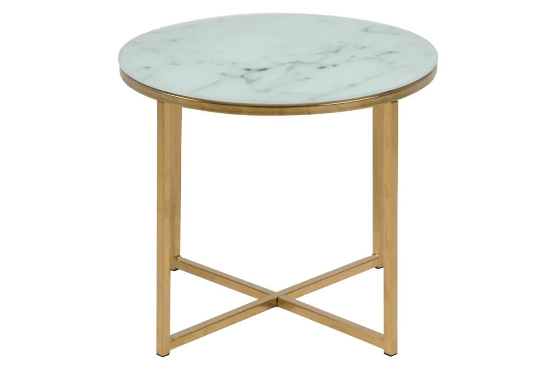 Ronde Bijzettafel Anika ø50cm - Wit Marmer/ Goud 5 Ronde Bijzettafel Anika ø50cm - Wit Marmer/ Goud - Afbeelding 5