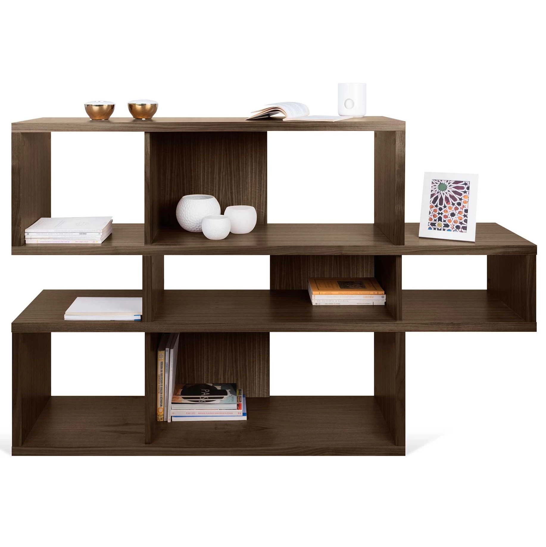 Boekenkast Lisbon 1 - Walnootfineer 1 Boekenkast Lisbon 1 - Walnootfineer