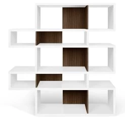 Boekenkast Lisbon 2 - Wit/walnoot -Collectie Woonkamermeubels 9500.314919 London 002 Pure White and Walnut 1 b11d