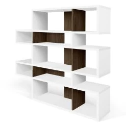 Boekenkast Lisbon 2 - Wit/walnoot -Collectie Woonkamermeubels 9500.314919 London 002 Pure White and Walnut 2 dad9