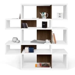 Boekenkast Lisbon 2 - Wit/walnoot -Collectie Woonkamermeubels 9500.314919 London 002 Pure White and Walnut 3 2b5c