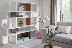 Boekenkast Lisbon 2 - Wit/walnoot -Collectie Woonkamermeubels 9500.314919 London 002 Pure White and Walnut 7 f62e