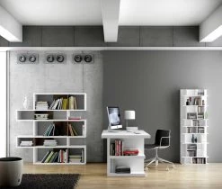 Boekenkast Lisbon 2 - Wit/walnoot -Collectie Woonkamermeubels 9500.314919 London 002 Pure White and Walnut 8 2780