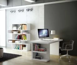 Boekenkast Lisbon 2 - Wit/walnoot -Collectie Woonkamermeubels 9500.314919 London 002 Pure White and Walnut 9 1393