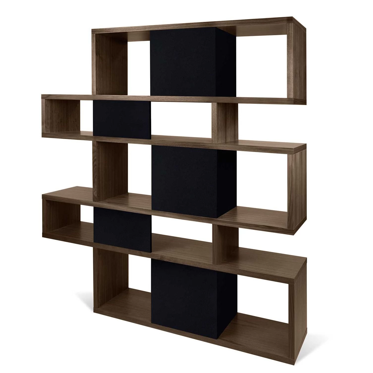 Boekenkast Lisbon 2 - Walnoot/zwart 3 Boekenkast Lisbon 2 - Walnoot/zwart - Afbeelding 3