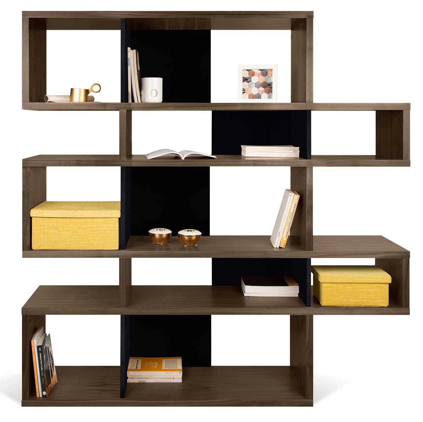 Boekenkast Lisbon 2 - Walnoot/zwart 1 Boekenkast Lisbon 2 - Walnoot/zwart