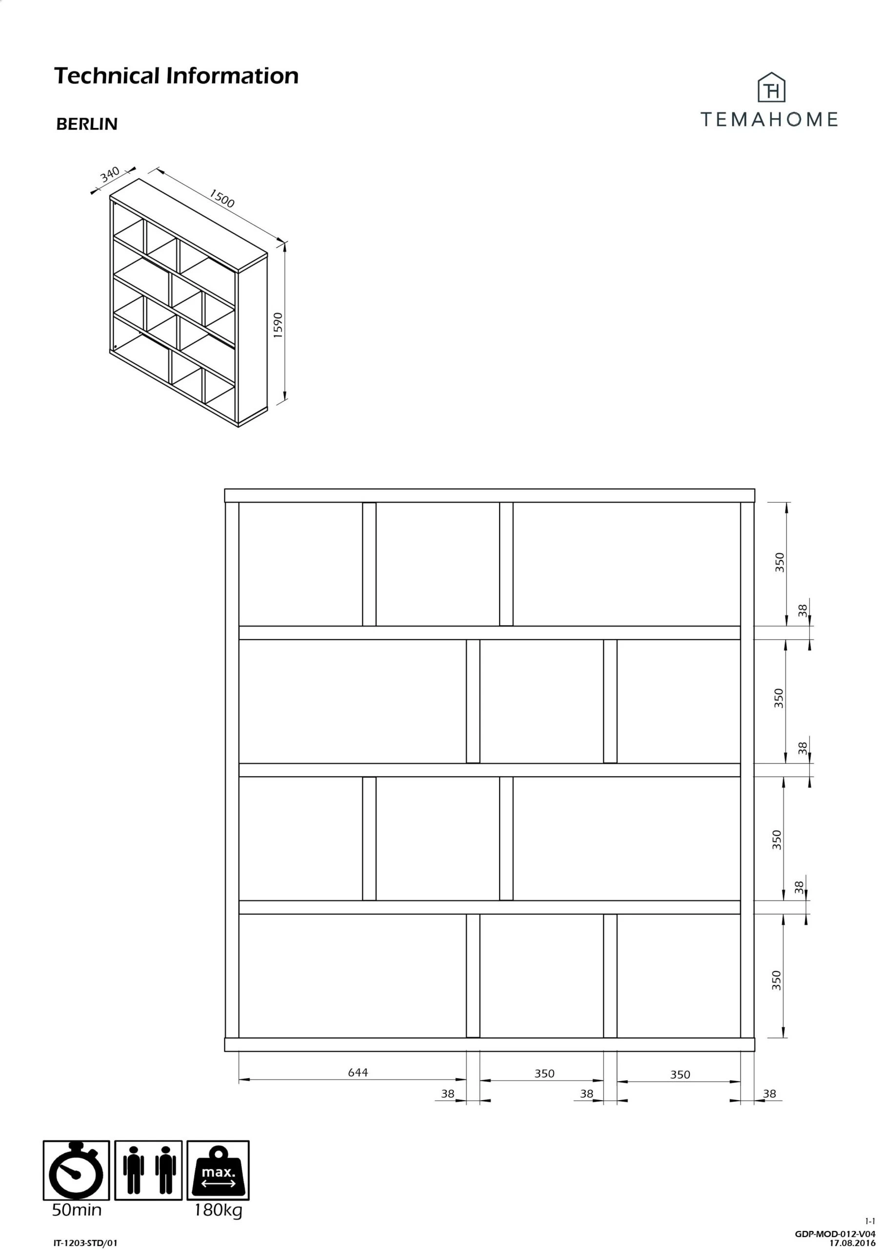 Opbergrek Berkeley 150 Cm 4 Niveaus - Eikfineer 2 Opbergrek Berkeley 150 Cm 4 Niveaus - Eikfineer - Afbeelding 2