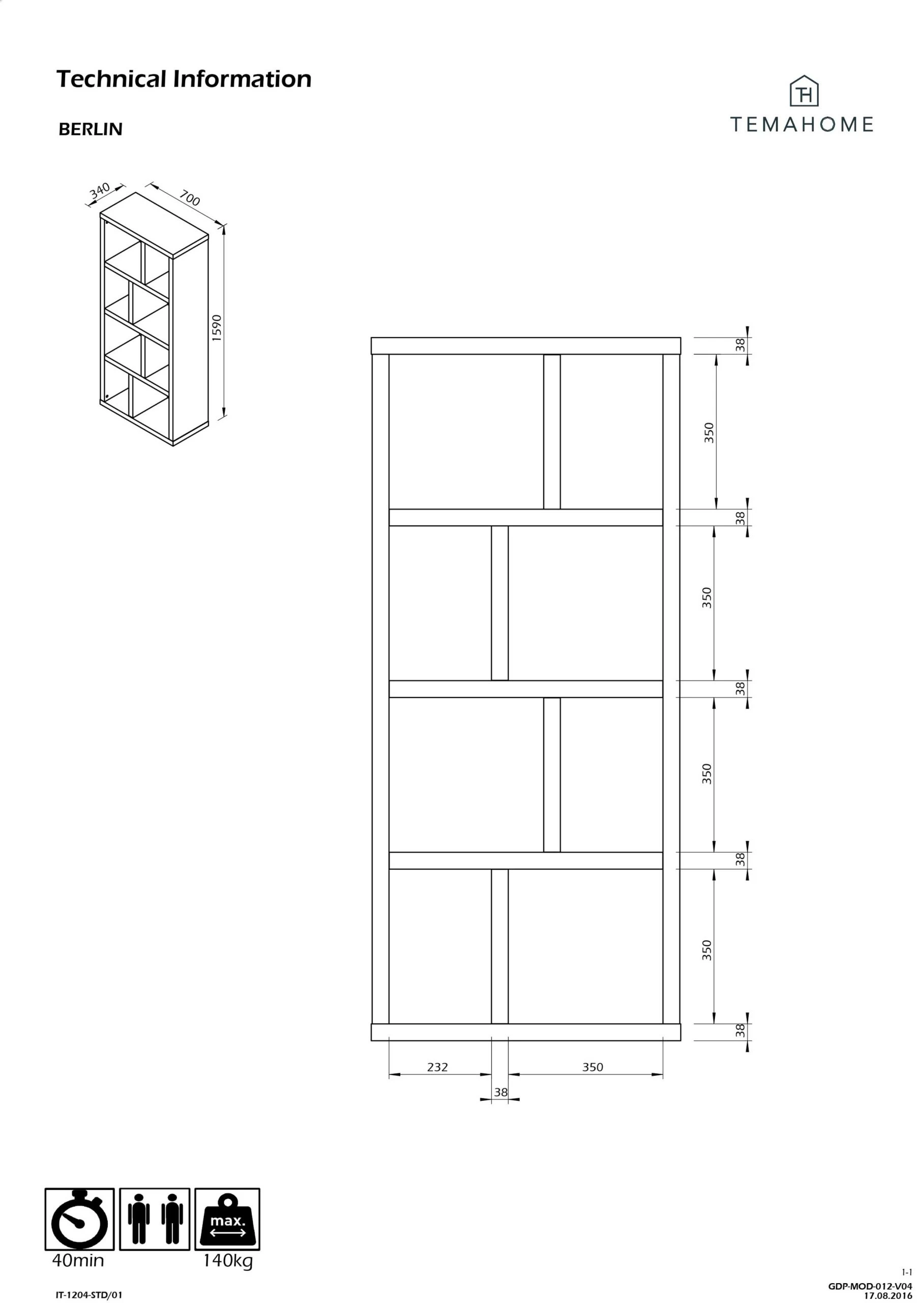 Opbergrek Berkeley 70 Cm 4 Niveaus - Eikfineer 2 Opbergrek Berkeley 70 Cm 4 Niveaus - Eikfineer - Afbeelding 2