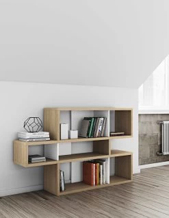 Boekenkast Lisbon | 156 X 34 X 100 Cm | Bruin -Collectie Woonkamermeubels 9500.319648 London 001Oak Pure White Backs 6 0d2b