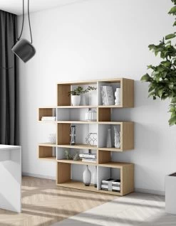 Boekenkast Lisbon 2 - Eik/wit 14 Boekenkast Lisbon 2 - Eik/wit -Collectie Woonkamermeubels 9500.319686 London 002 Oak Pure White Backs 5 1519