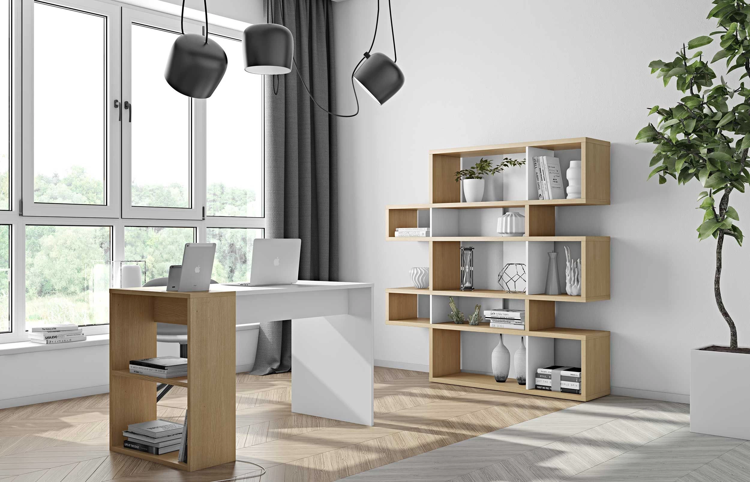 Boekenkast Lisbon 2 - Eik/wit 7 Boekenkast Lisbon 2 - Eik/wit - Afbeelding 7