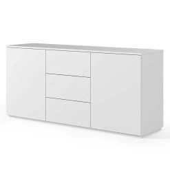 Dressoir Join 180cm Met 2 Deuren En 3 Laden - Mat Wit