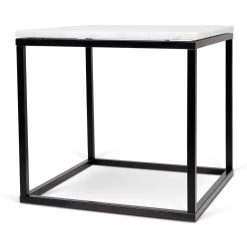 Bijzettafel Prairie - Wit Marmer/staal -Collectie Woonkamermeubels 9500.625015 Prairie50 white marble Top black legs 2 4ec5