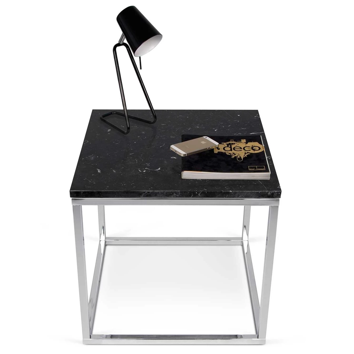 Bijzettafel Prairie - Zwart Marmer/chroom 1 Bijzettafel Prairie - Zwart Marmer/chroom