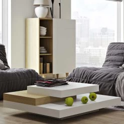 Salontafel Selena 90x90 - Wit/eik