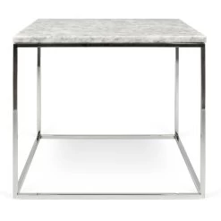 Bijzettafel Gleam 50x50 - Wit Marmer/chroom -Collectie Woonkamermeubels 9500.626081 Gleam 50 White Carrara Chrome 1 a422