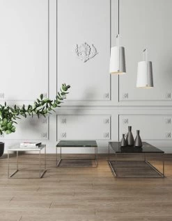 Bijzettafel Gleam 50x50 - Wit Marmer/chroom -Collectie Woonkamermeubels 9500.626081 Gleam 50 White Carrara Chrome 6 227d