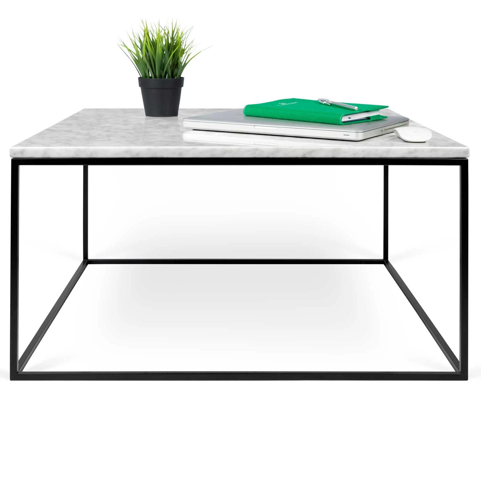 Salontafel Gleam 75x75 - Wit Marmer/staal 1 Salontafel Gleam 75x75 - Wit Marmer/staal