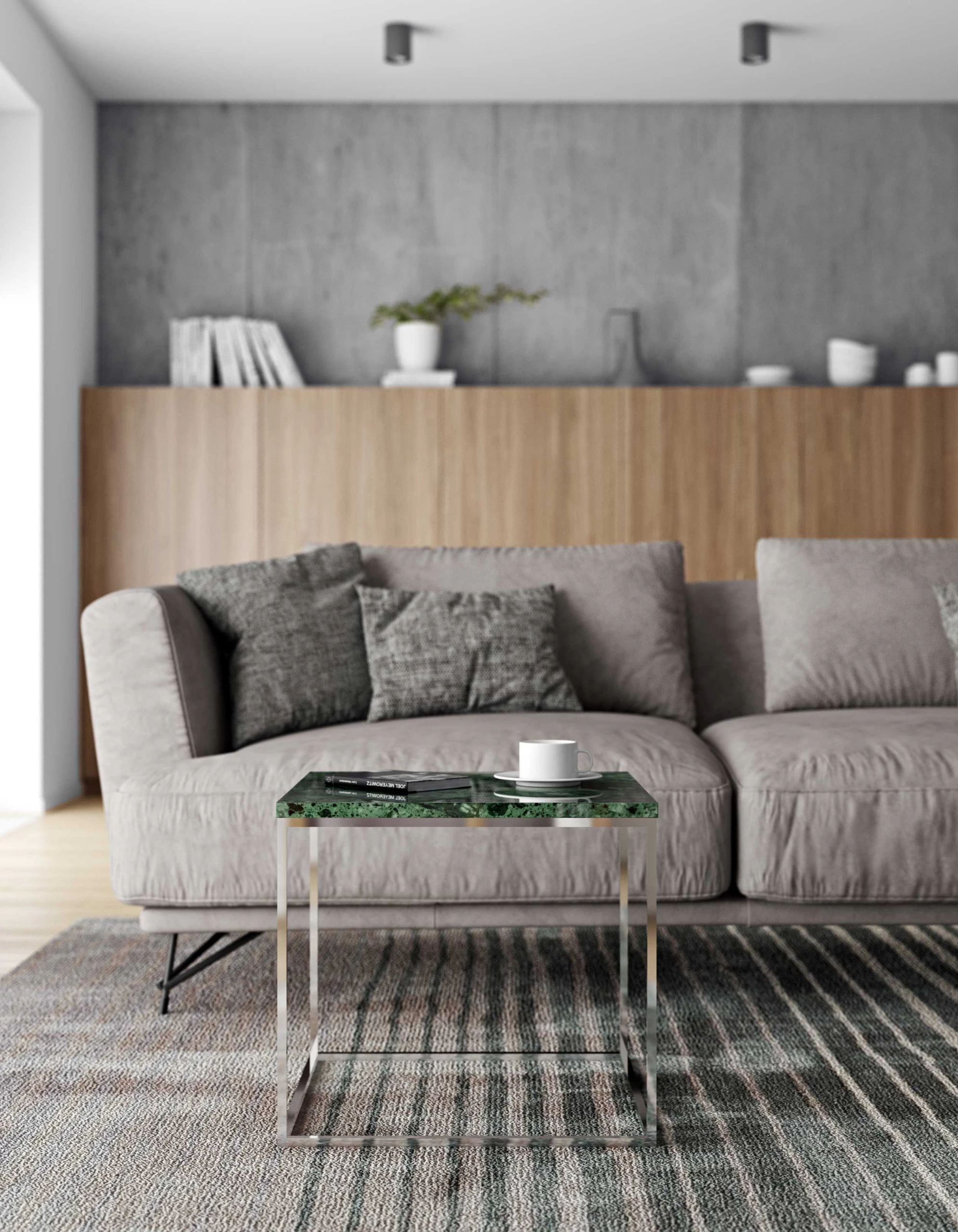 Bijzettafel Gleam 50x50 - Groen Marmer/chroom 7 Bijzettafel Gleam 50x50 - Groen Marmer/chroom - Afbeelding 7