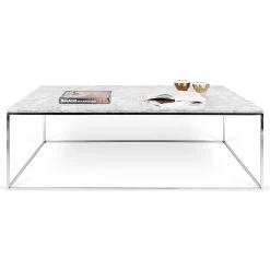 Salontafel Gleam 120x75 - Wit Marmer/chroom