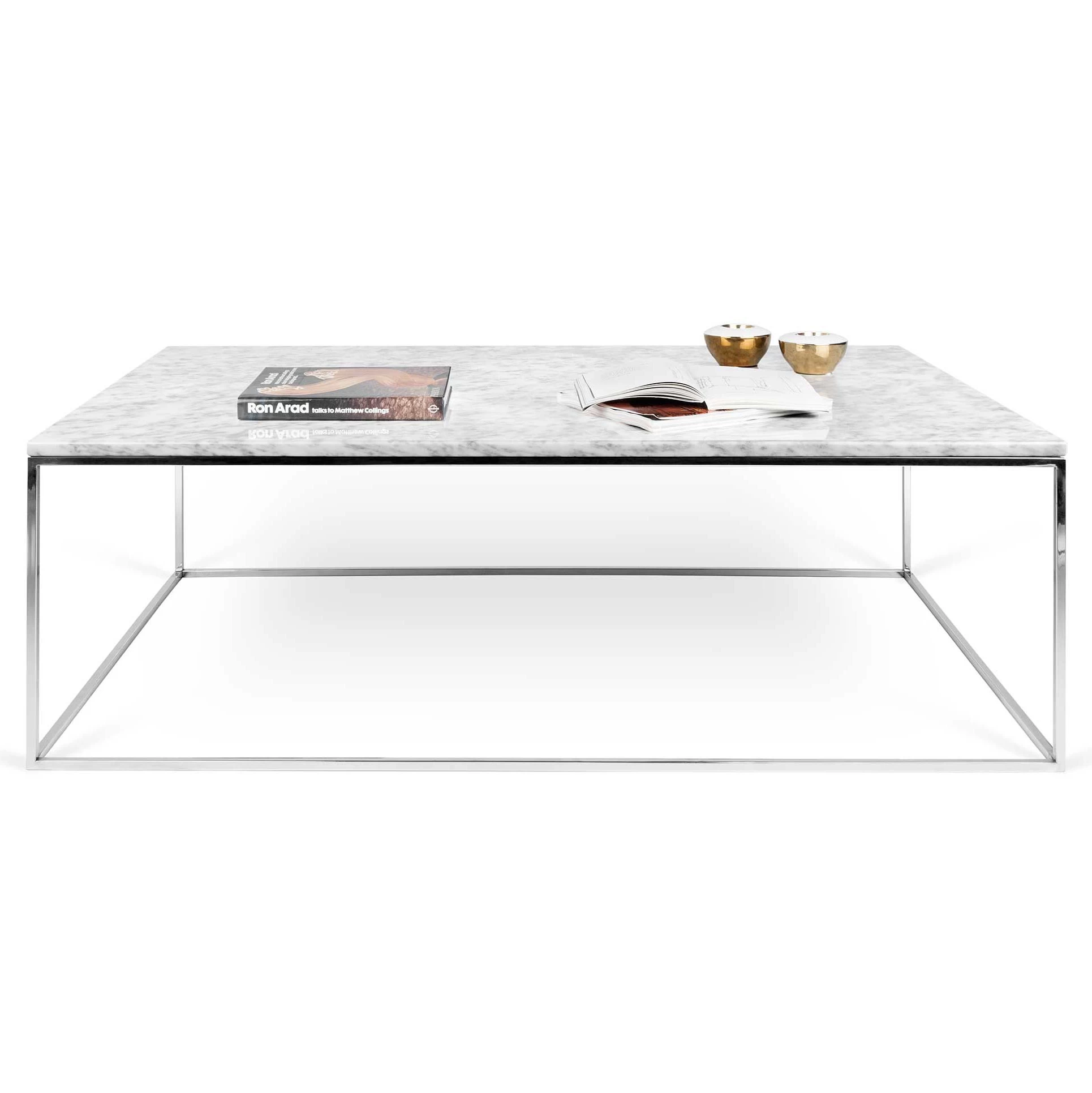 Salontafel Gleam 120x75 - Wit Marmer/chroom 1 Salontafel Gleam 120x75 - Wit Marmer/chroom