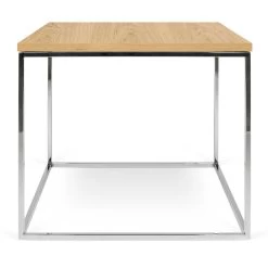 Bijzettafel Gleam 50x50 - Eik/chroom -Collectie Woonkamermeubels 9500.626593 Gleam 50 oak chrome legs 1 d5ab