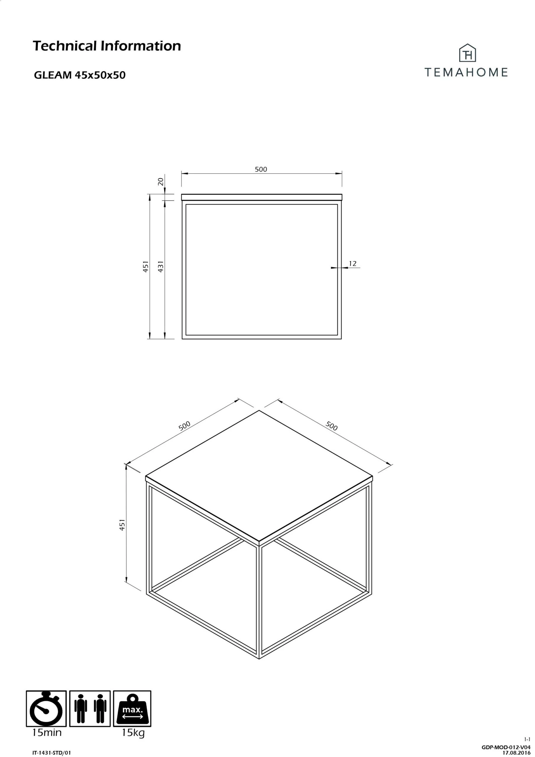 Bijzettafel Gleam 50x50 - Walnoot/staal 3 Bijzettafel Gleam 50x50 - Walnoot/staal - Afbeelding 3