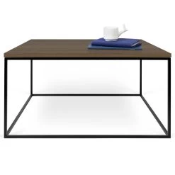 Salontafel Gleam 75x75 - Walnoot/staal