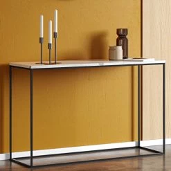 Sidetable Gleam 120cm - Wit Marmer/staal