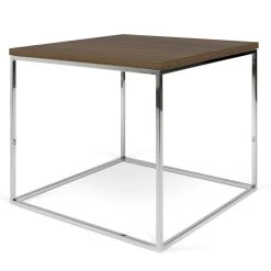 Bijzettafel Gleam 50x50 - Walnoot/chroom -Collectie Woonkamermeubels 9500.629020 Gleam 50 Walnut Chrome 3 fe7d