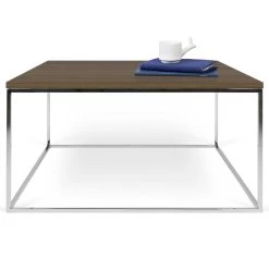 Salontafel Gleam 75x75 - Walnoot/chroom