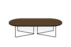 Salontafel Adil 136cm - Walnoot/zwart -Collectie Woonkamermeubels 9500.629709 Oval Walnut Black Edges and Black Steel 1 d12c