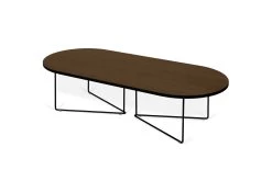 Salontafel Adil 136cm - Walnoot/zwart -Collectie Woonkamermeubels 9500.629709 Oval Walnut Black Edges and Black Steel 2 6d80