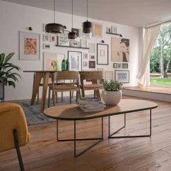 Salontafel Adil 136cm - Walnoot/zwart