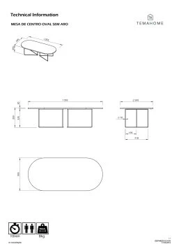 Salontafel Adil 136cm - Walnoot/zwart -Collectie Woonkamermeubels 9500.629709 Oval Walnut Black Edges and Black Steel 7 f9c9