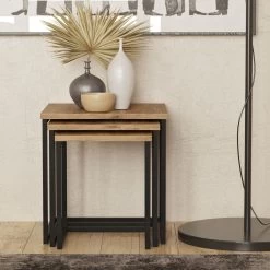 Elegante Nesting Table Set | 100% Melamine Gecoat | Atlantic Pine | 3 Stuks -Collectie Woonkamermeubels 956LCS1205 20 203 28bb