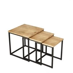 Elegante Nesting Table Set | 100% Melamine Gecoat | Atlantic Pine | 3 Stuks -Collectie Woonkamermeubels 956LCS1205 20 205 099c