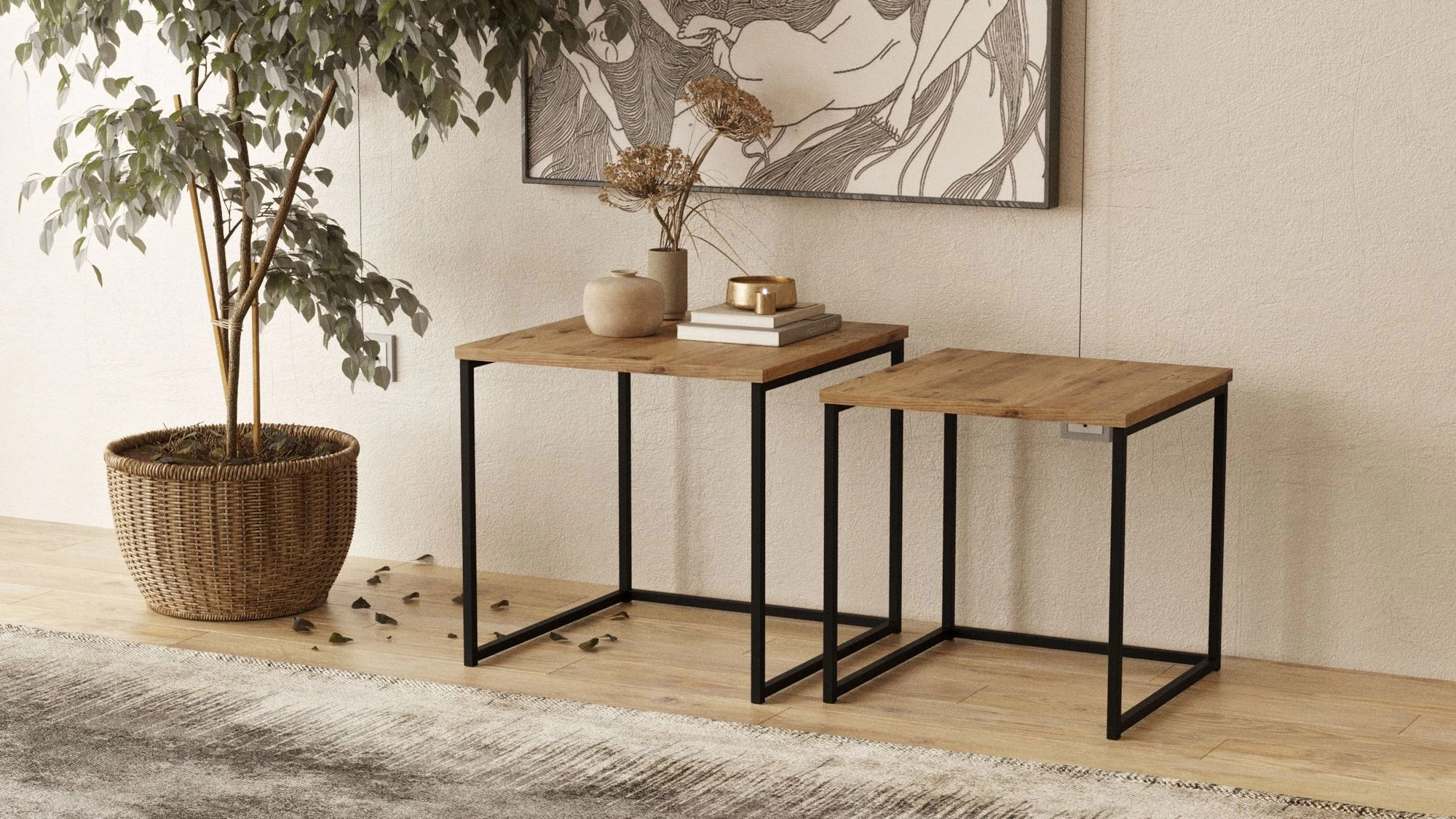 Elegante Nesting Table Set | 100% Melamine Gecoat | Atlantic Pine 4 Elegante Nesting Table Set | 100% Melamine Gecoat | Atlantic Pine - Afbeelding 4