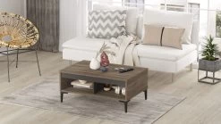 Locelso Salontafel | 18mm Dikte | Plastic Poten | 90x40cm | Bruin Antraciet -Collectie Woonkamermeubels 956LCS1219 20 203 0b43