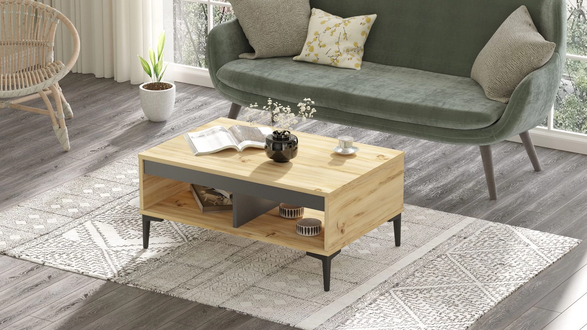 Locelso Salontafel | 18mm Melamine Laag | 90x40cm | Vilt Antraciet 5 Locelso Salontafel | 18mm Melamine Laag | 90x40cm | Vilt Antraciet - Afbeelding 5