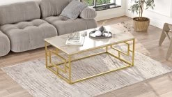 Locelso Salontafel | Metalen Poten | 100% Melamine | Wit Marmer Goud -Collectie Woonkamermeubels 956LCS1221 20 203 274c