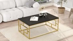 Locelso Salontafel | Melamine Gecoat | Metalen Poten | 100x40x60 Cm | Zwart Goud -Collectie Woonkamermeubels 956LCS1227 20 203 f5d2