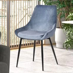 Stoel Mirano Metaal/fluweel - Blauw