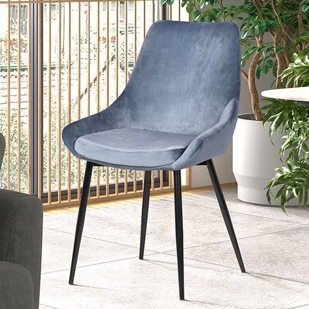 Stoel Mirano Metaal/fluweel - Blauw 1 Stoel Mirano Metaal/fluweel - Blauw