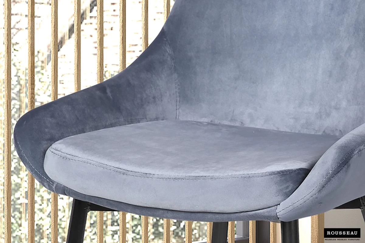 Stoel Mirano Metaal/fluweel - Blauw 4 Stoel Mirano Metaal/fluweel - Blauw - Afbeelding 4