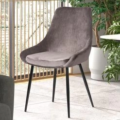 Stoel Mirano Fluweel/metaal - Grijs