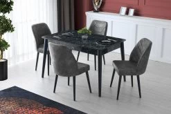 Elegante Eettafel | Antraciet | 100% MDF | 165 Cm Verlengde Breedte