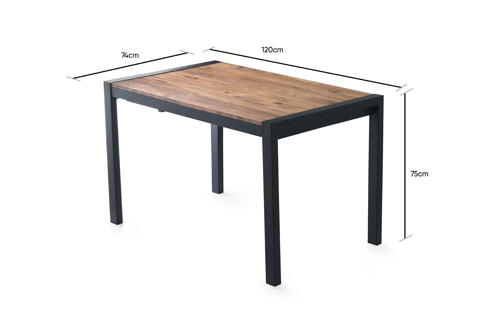Eettafel Met Melamine Coating | Metalen Poten | 120-187cm Breedte | Atlantic Pine 3 Eettafel Met Melamine Coating | Metalen Poten | 120-187cm Breedte | Atlantic Pine - Afbeelding 3